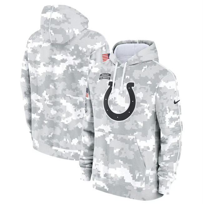 Youth White/Gray Indianapolis Colts 2024 Salute To Service Pullover Hoodie